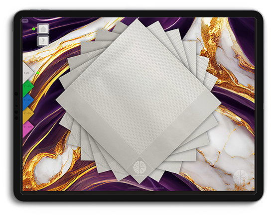 NapSpark - All 5 Napkin Colors on Royal Violet Backdrop