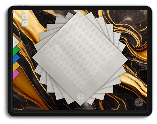 NapSpark - All 5 Napkin Colors on Obsidian Luxe Backdrop