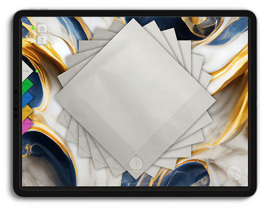 NapSpark - All 5 Napkin Colors on Azure Bloom Backdrop